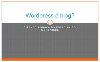 Tirando a nhaca do nosso amigo Wordpress Wordpress é blog? 