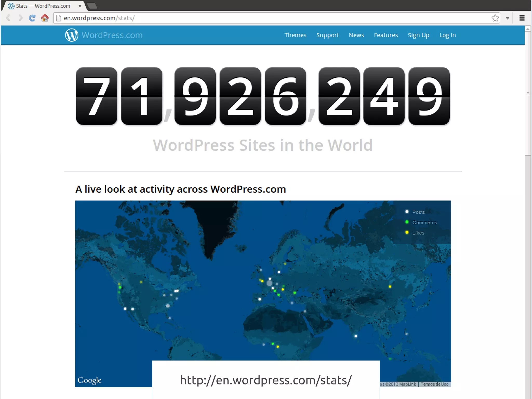 WP Brasil – Comunidade e Projetos

http://en.wordpress.com/stats/

@RafaelFunchal

 