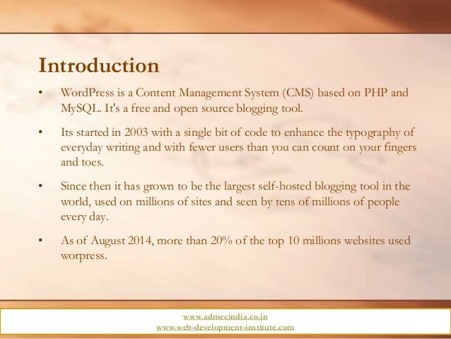 Wordpress - WordPress(CMS) - best CMS for beginners - popular Wordpre… slideshare - 웹