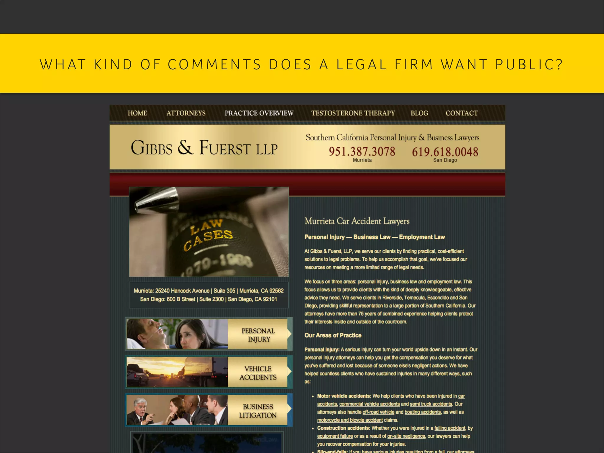 W H AT K I N D O F CO M M E N T S D O E S A L EG A L F I R M WA N T P U B L I C ? 	
 