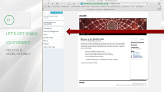 LET’S GET GOING
CUSTOMIZER
59
COLORS &
BACKGROUNDS
 