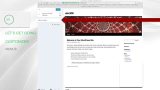 LET’S GET GOING
CUSTOMIZER
69
MENUS
 