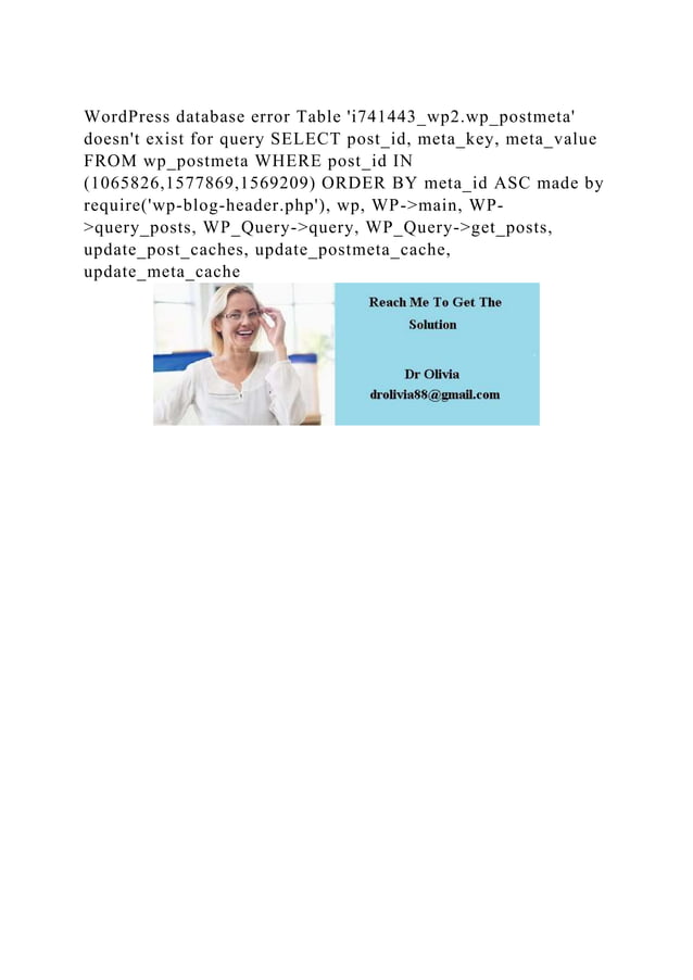 WordPress database error Table i741443_wp2.wp_postmeta doesnt exi.docx