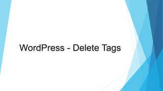 WordPress - Delete Tags
 