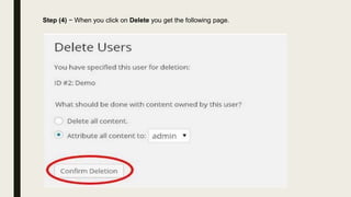 Step (4) − When you click on Delete you get the following page.