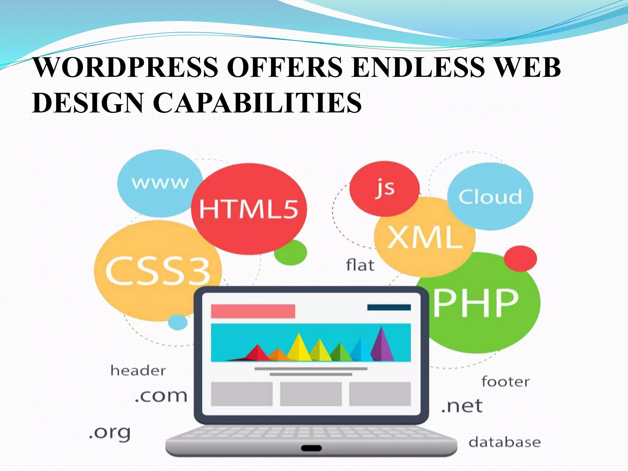 WORDPRESS OFFERS ENDLESS WEB
DESIGN CAPABILITIES
 