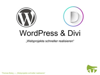 Thomas Boley — „Webprojekte schneller realisieren“
WordPress & Divi
„Webprojekte schneller realisieren“
 