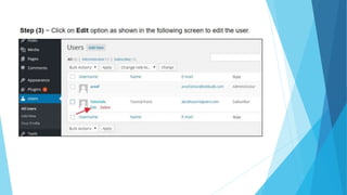 Word press  edit users