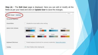 Word press  edit users