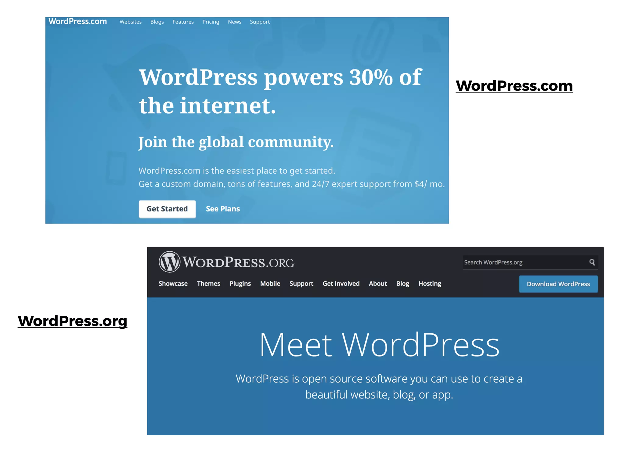 WordPress.com
WordPress.org
 