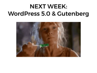 NEXT WEEK:  
WordPress 5.0 & Gutenberg
 