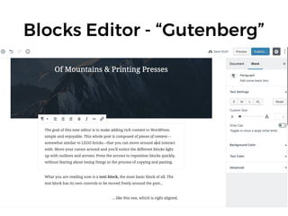 Blocks Editor - “Gutenberg”
 