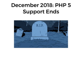 December 2018: PHP 5
Support Ends
 