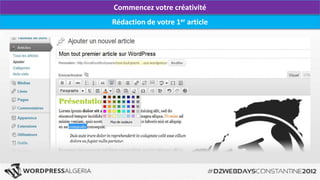 Commencez votre créativité
Rédaction de votre 1er article
 