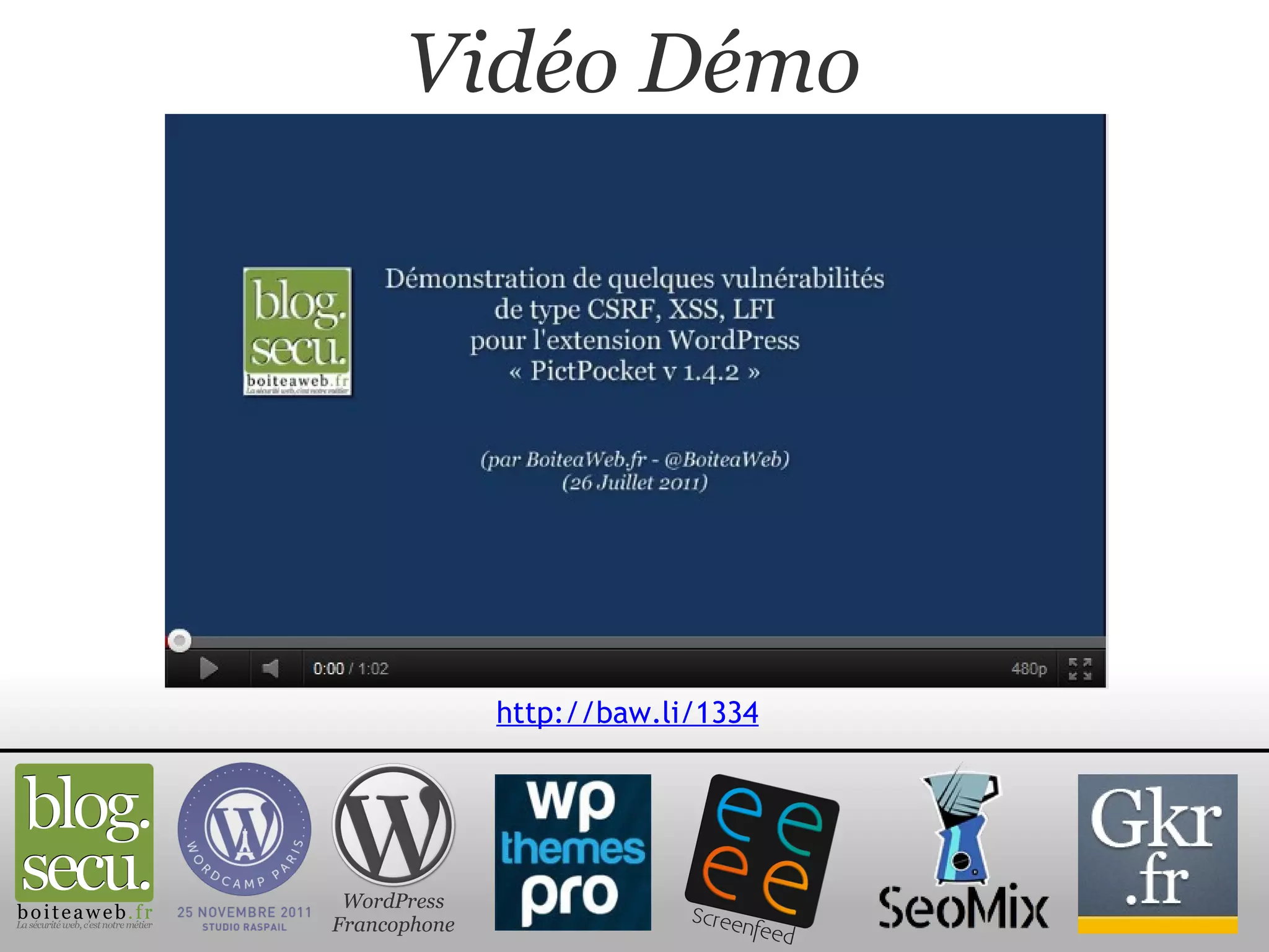 Vidéo Démo WordPress Francophone http://baw.li/1334 
