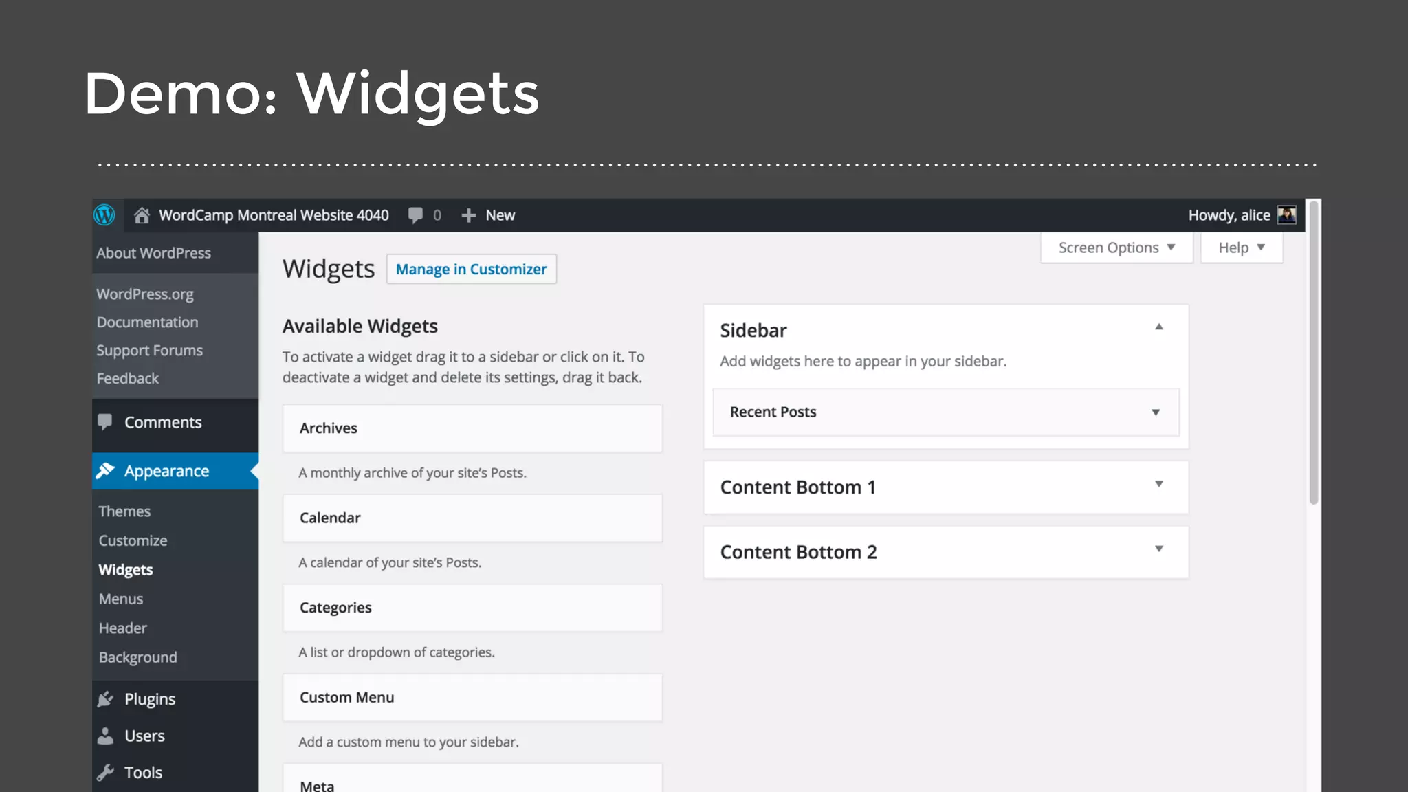 Demo: Widgets
 