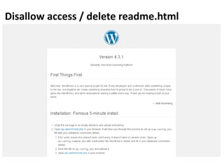 Disallow access / delete readme.html
 