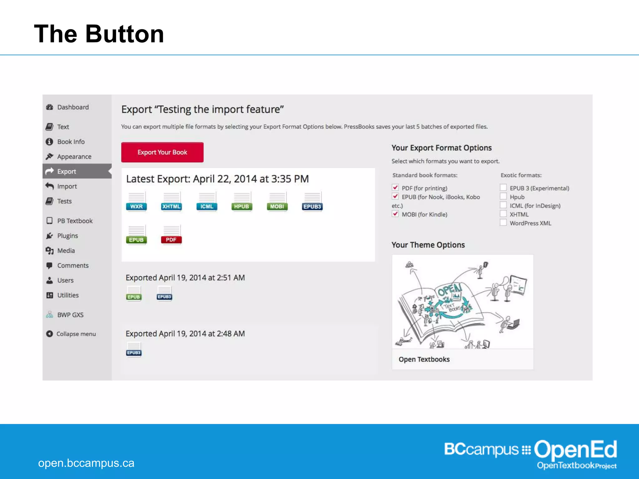 The Button 
open.bccampus.ca 
 