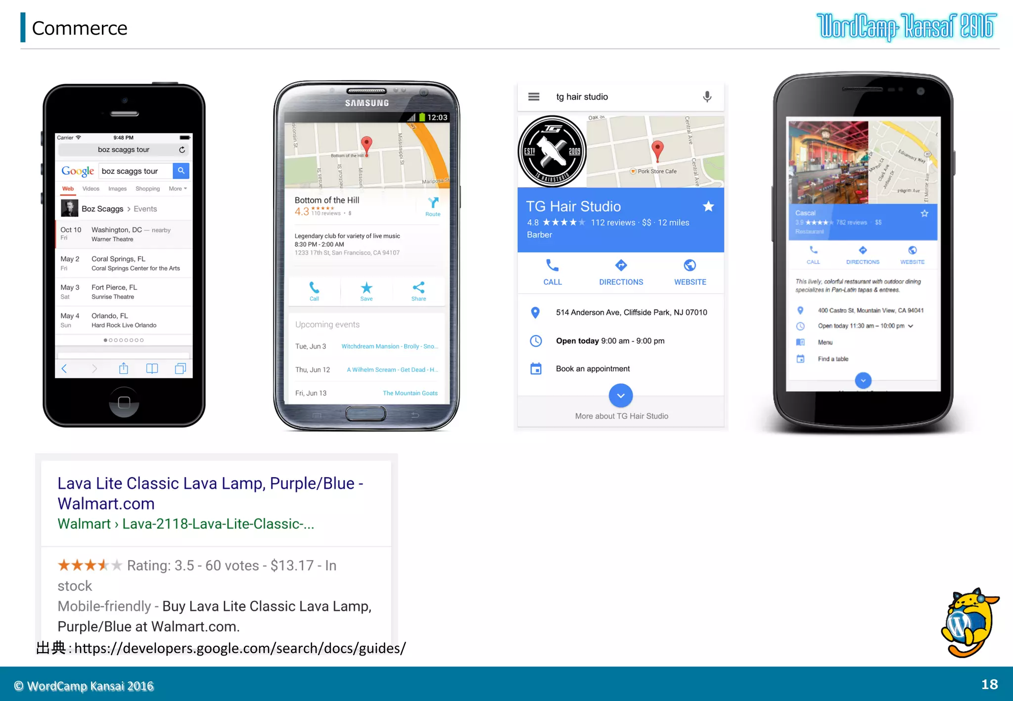 ©	
  WordCamp	
  Kansai	
  2016	
Creative  Works
17	
  
出典：h<ps://developers.google.com/search/docs/guides/	
 
