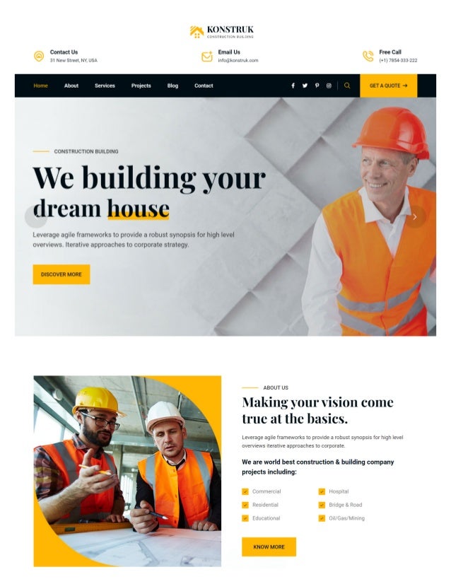 Highly Modern & Professional WordPress Construction Website Design - ⭐ON SALE⭐