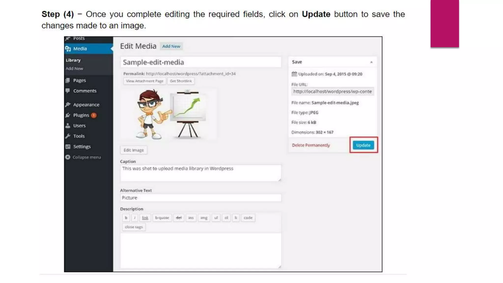 Word press media(add,insert,delete)