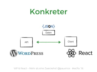 WP & React – Mehr als eine Zweckehe? @pauvince - #wcfra `16
Konkreter
API
Daten
Client
 