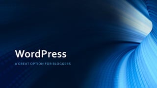 WordPress
A GREAT OPTION FOR BLOGGERS
 