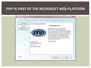 PHP IS PART OF THE MICROSOFT WEB PLATFORM 