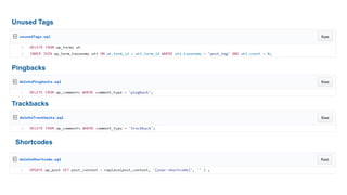 Unused Tags
Pingbacks
Trackbacks
Shortcodes
 