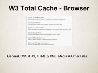 W3 Total Cache - Browser
General, CSS & JS, HTML & XML, Media & Other Files
 