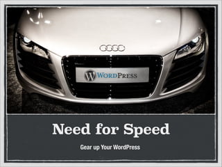 Need for Speed
Gear up Your WordPress

 