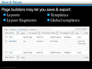 © 2016 Rick Radko, r3df.com
Save & Reuse
Page builders may let you save & export:
Layouts
Layout fragments
31
Templates
Global templates
 
