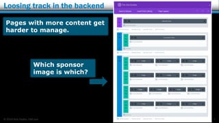 © 2016 Rick Radko, r3df.com
Loosing track in the backend
7
Pages with more content get
harder to manage.
Which sponsor
image is which?
 