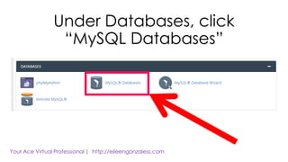 Under Databases, click
“MySQL Databases”
 