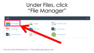 Under Files, click
“File Manager”
 