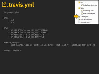 language: php
php:
- 5.3
- 5.4
env:
- WP_VERSION=latest WP_MULTISITE=0
- WP_VERSION=latest WP_MULTISITE=1
- WP_VERSION=3.8 WP_MULTISITE=0
- WP_VERSION=3.8 WP_MULTISITE=1
before_script:
- bash bin/install-wp-tests.sh wordpress_test root '' localhost $WP_VERSION
script: phpunit
.travis.yml
 