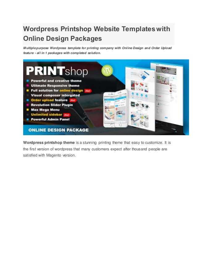 wordpress printshop website templates with online design packages