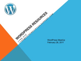 WordPress MeetUp
February 28, 2011
 