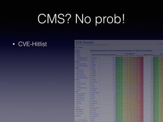 CMS? No prob!
• CVE-Hitlist
 
