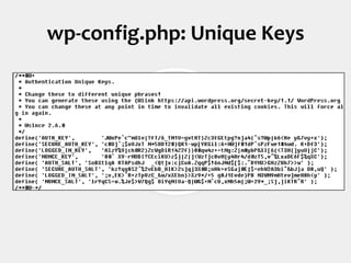 wp-config.php: Unique Keys