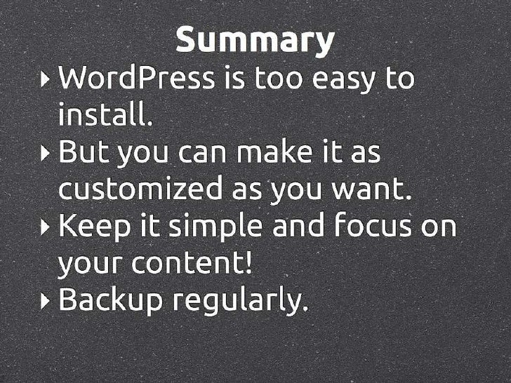 WordCamp Philippines 2010: WordPress Setup and Maintenance slideshare - 웹