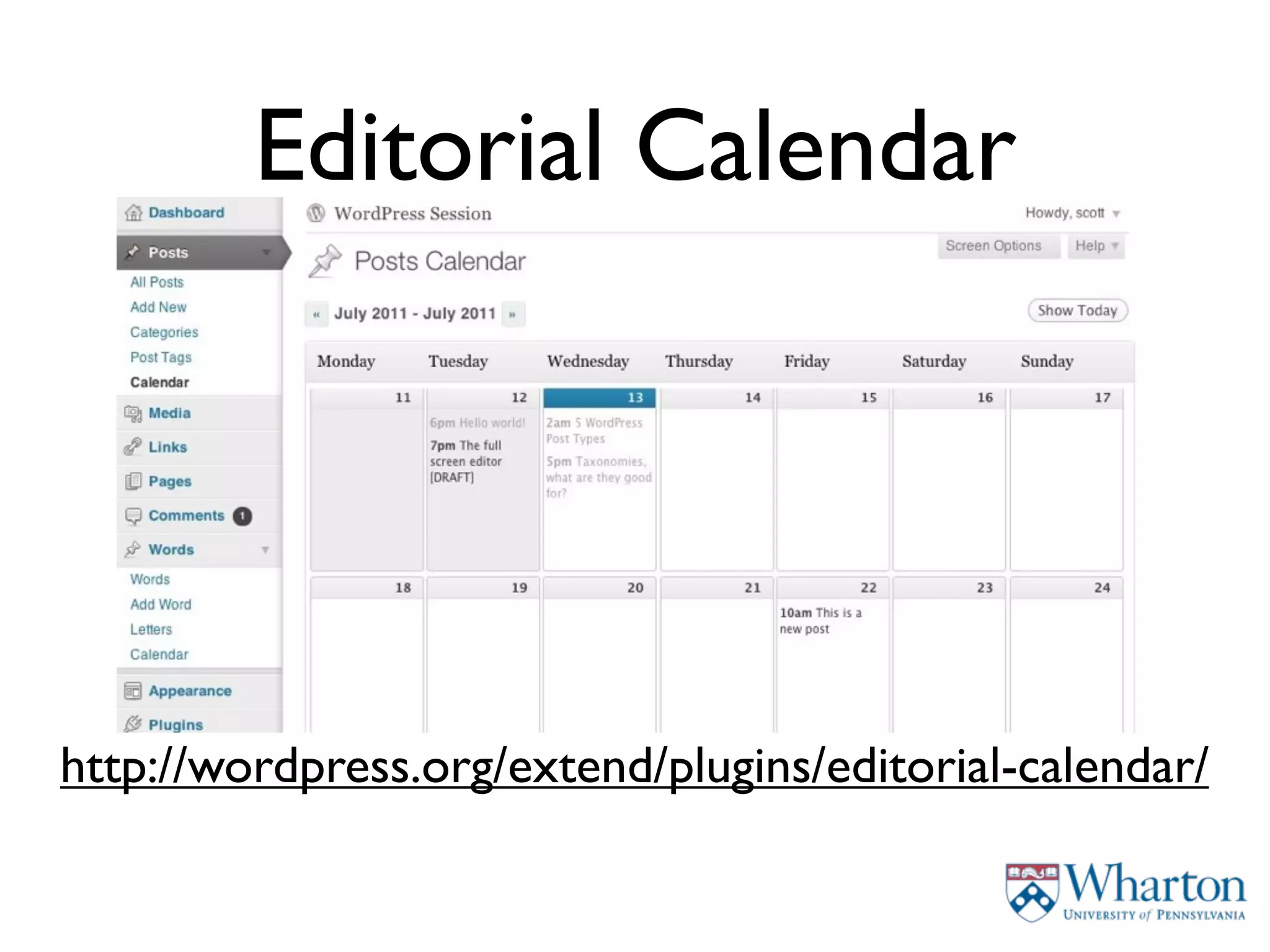Editorial Calendar




http://wordpress.org/extend/plugins/editorial-calendar/
 