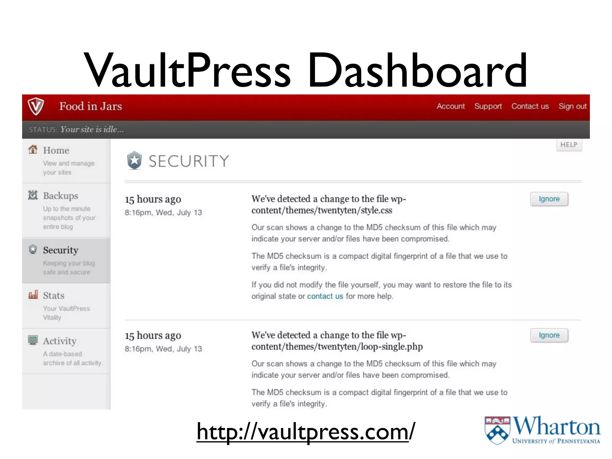 VaultPress Dashboard




     http://vaultpress.com/
 