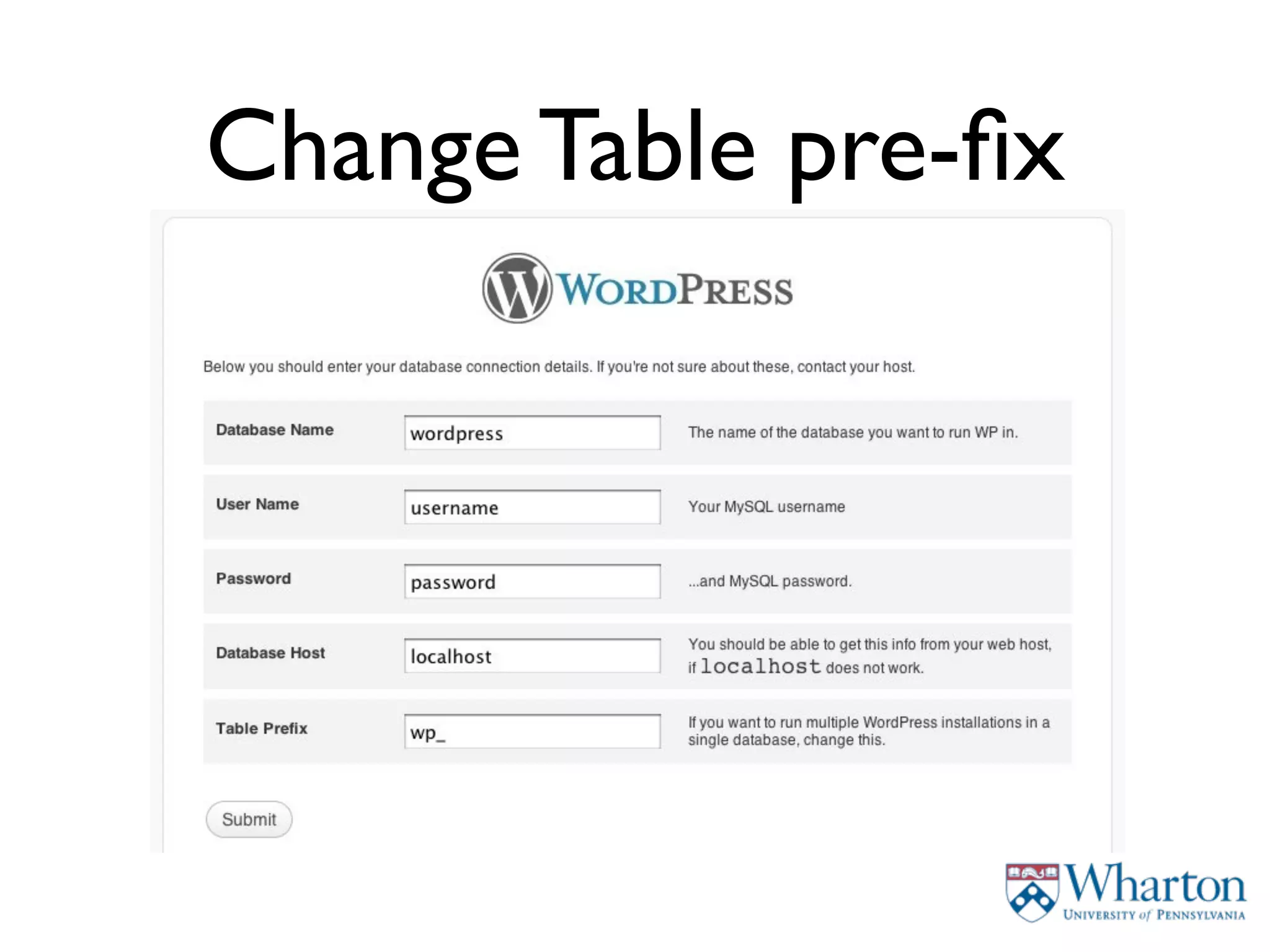 Change Table pre-ﬁx
 