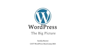 WordPress
The Big Picture
Sandip Basnet
CSIT WordPress BootCamp 2021
 