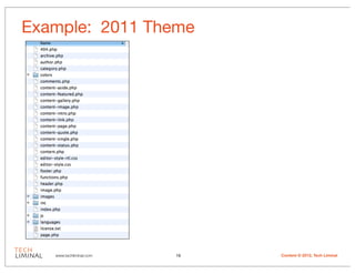 Example: 2011 Theme




   www.techliminal.com   19   Content © 2012, Tech Liminal
 