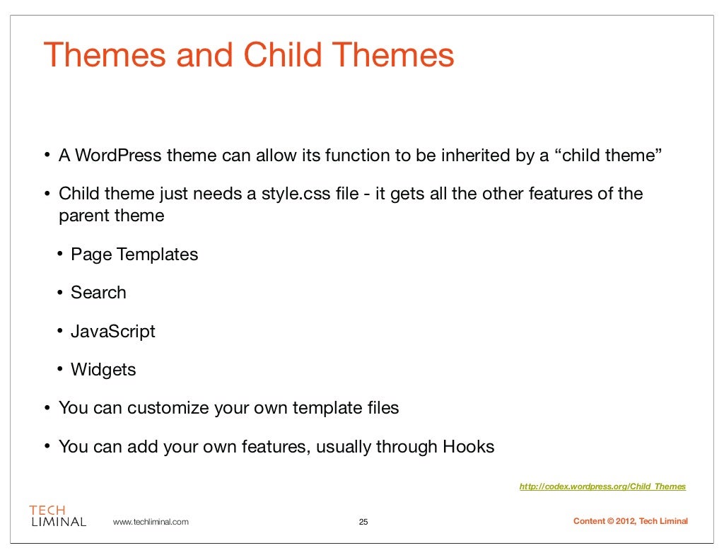 Themes and Child Themes