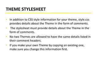 Wordpress theme development | PPTX