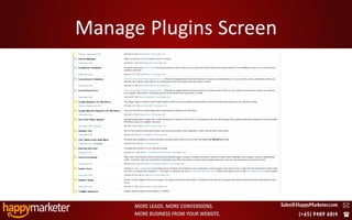 Manage Plugins Screen




2/8/2010                           23
 