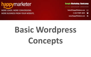 Google Marketing Bootcamp




Basic Wordpress
   Concepts
 